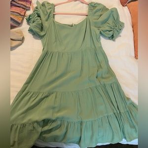 Sage green shinestar babydoll dress